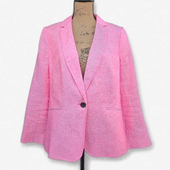 Talbots Jackets & Blazers - Talbots Vibrant Petite Pink Blazer One Button Tailored Spring Career Jaclet, 14P
